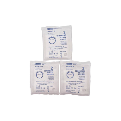 Boite de 40 sachets de 2 compresses de gaze stériles 7,5x7,5cm