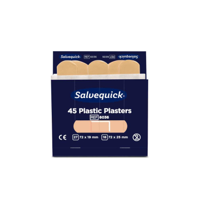 Lot de 6 recharges de 45 pansements plastiques SALVEQUICK Cederroth 