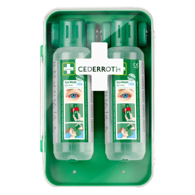 Station murale étanche lave-oeil pour 2 flacons 500 ml Cederroth