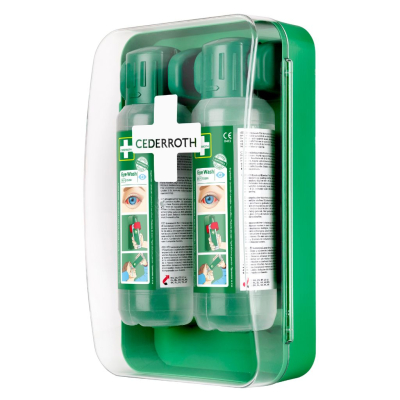 Station murale étanche lave-oeil pour 2 flacons 500 ml Cederroth