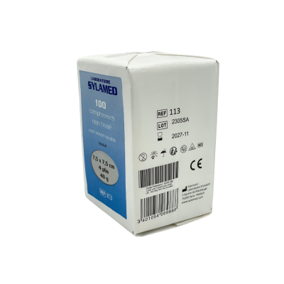 Boite de 100 compresses non-tissé non stérile 40g/m2