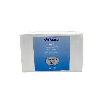 Boite de 100 compresses non-tissé non stérile 40g/m2