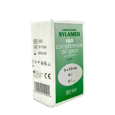 Boite de 100 compresses de gaze hydrophile non stériles