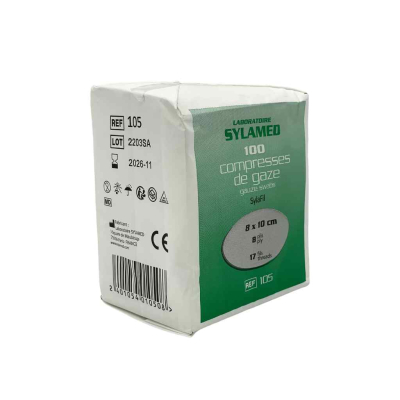 Boite de 100 compresses de gaze hydrophile non stériles