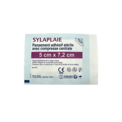 Boîte de 10 pansements adhésifs stériles avec compresse centrale SYLAPLAIE 