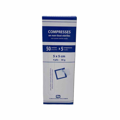 Boite de 50 sachets de compresses non-tissées stériles 30g/m2