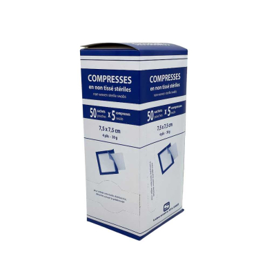Boite de 50 sachets de compresses non-tissées stériles 30g/m2