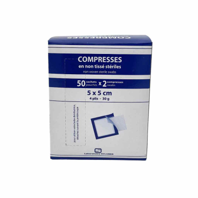Boite de 50 sachets de compresses non-tissées stériles 30g/m2