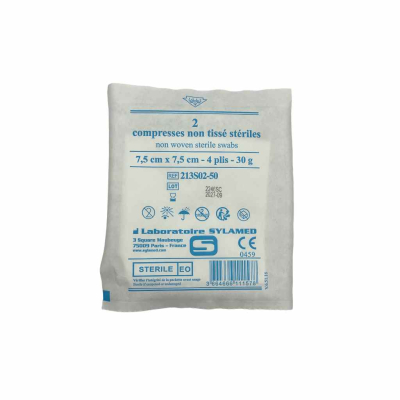 Boite de 50 sachets de compresses non-tissées stériles 30g/m2