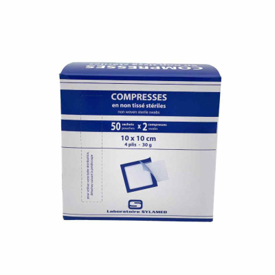 Boite de 50 sachets de compresses non-tissées stériles 30g/m2
