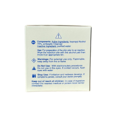 Boite de 100 Tampons d'alcool isopropylique 70% 