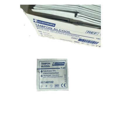 Boite de 100 Tampons d'alcool isopropylique 70% 