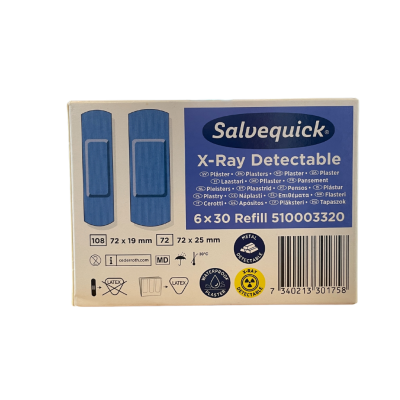 Lot de 6 recharges pansements bleus détectables rayon X SALVEQUICK CEDERROTH