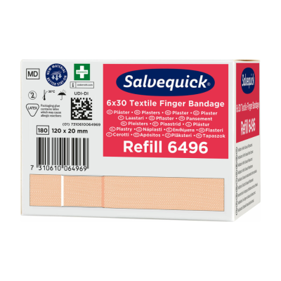 Lot de 6 recharges de 30 pansements extra long SALVEQUICK CEDERROTH 