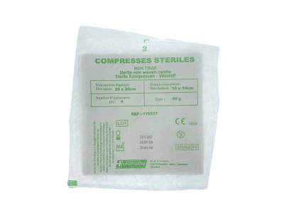 Boite de 100 sachets de 2 compresses non-tissées stériles 10x10cm