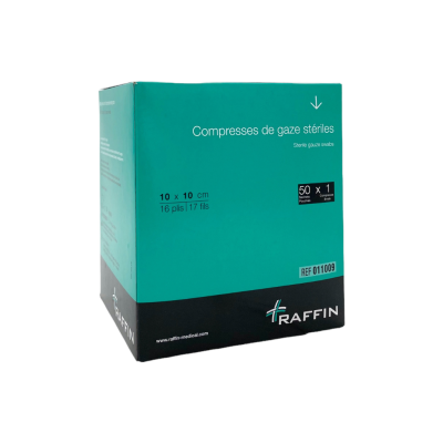 Boite de 50 sachets de 1 compresse de gaze stérile 10x10cm