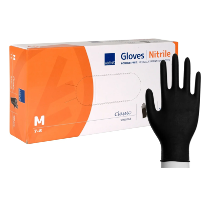 Gants nitrile non poudrés noirs boîte de 100 Abena