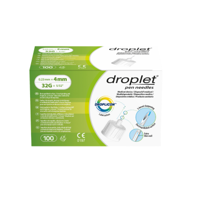 Boite de 100 aiguilles à insuline Droplet extra-fines