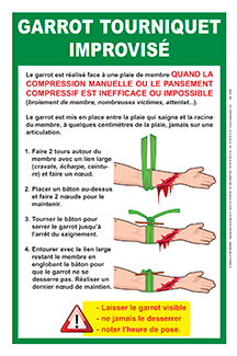 Affiche garrot tourniquet improvisé