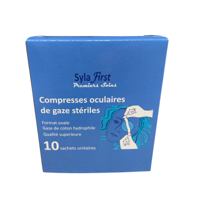 Boite de 10 Compresses oculaires stériles 5,5 x 7,5 cm 