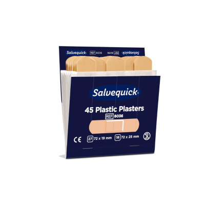 Lot de 6 recharges de 45 pansements plastiques SALVEQUICK Cederroth 