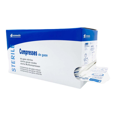 Boite de 100 sachets de 1 compresse de gaze stérile 10x10cm