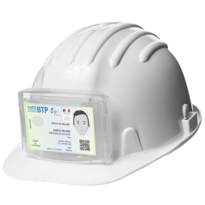 Porte-badge pour casque de sécurité