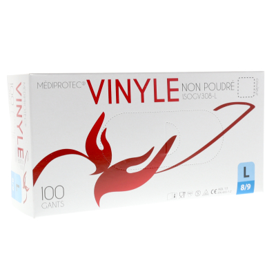 Gants vinyle non poudrés blancs boite de 100