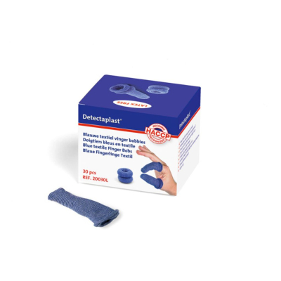 Boîte de 30 doigtiers bleus textile Detectaplast®