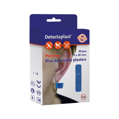 Boîte de 50 pansements bleus détectables pour piercing Detectaplast®