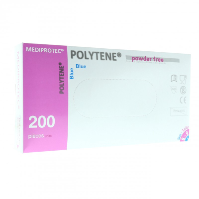 Gants polytène non poudrés bleus boite de 200