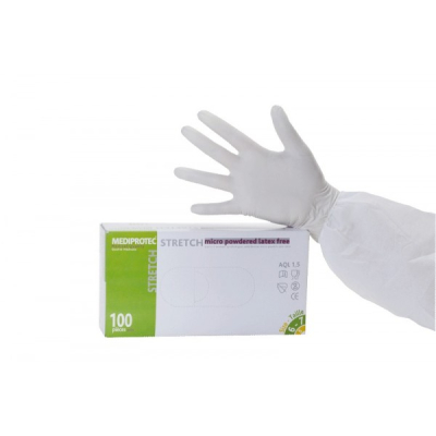 Gants stretch non poudrés blancs boite de 100