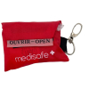 Pochette porte-clés avec masque de protection bouche à bouche et gants